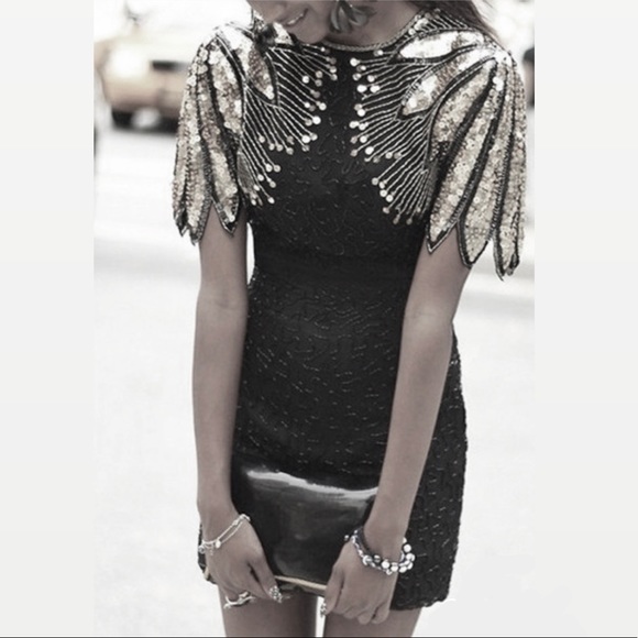 Stenay Dresses & Skirts - Vintage 1980’s Stenay Black and White Beaded Dress